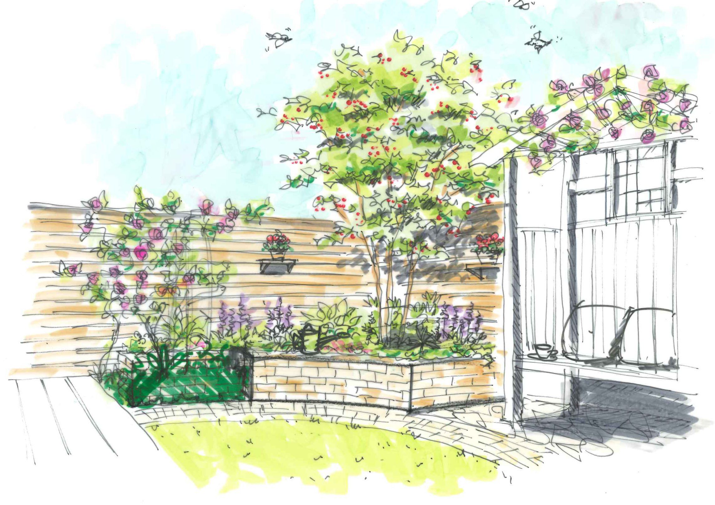 【美品】EXTERIOR & GARDEN デザイン アイデア スケッチ集 ガーデン 手描きスケッチ | 東京、神奈川、埼玉エクステリア外構や造園